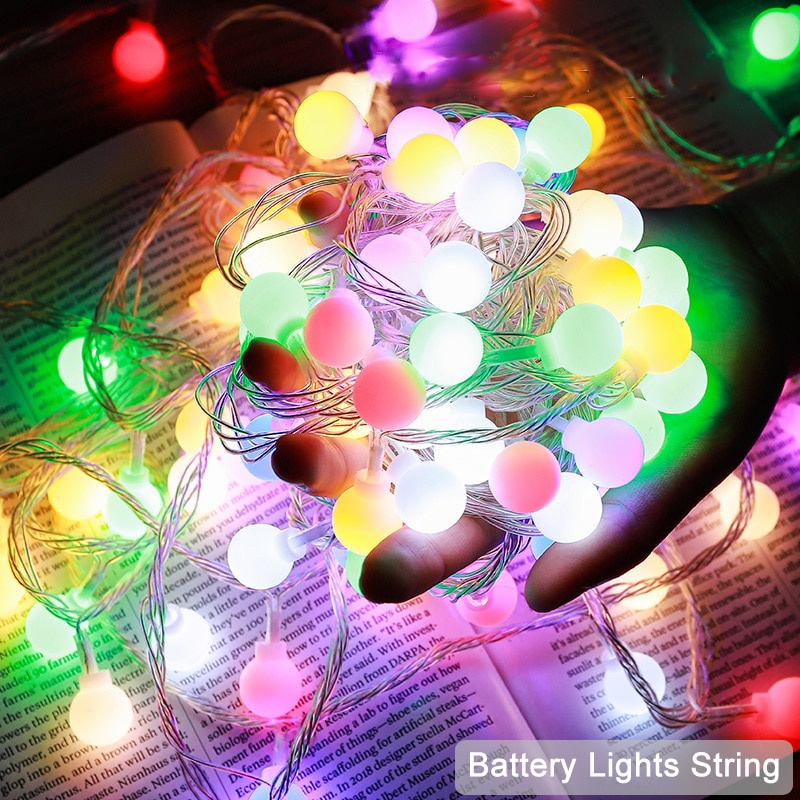 Outdoor LED Ball Lights String Small Round Ball Battery Garland Fairy Lighting Wedding Party Garden Decor String Light