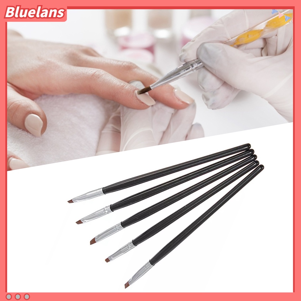 [Bayar Di Tempat]5PCS Nail Art Acrylic UV Gel Salon Pen Flat Brush Kit Dotting Tool