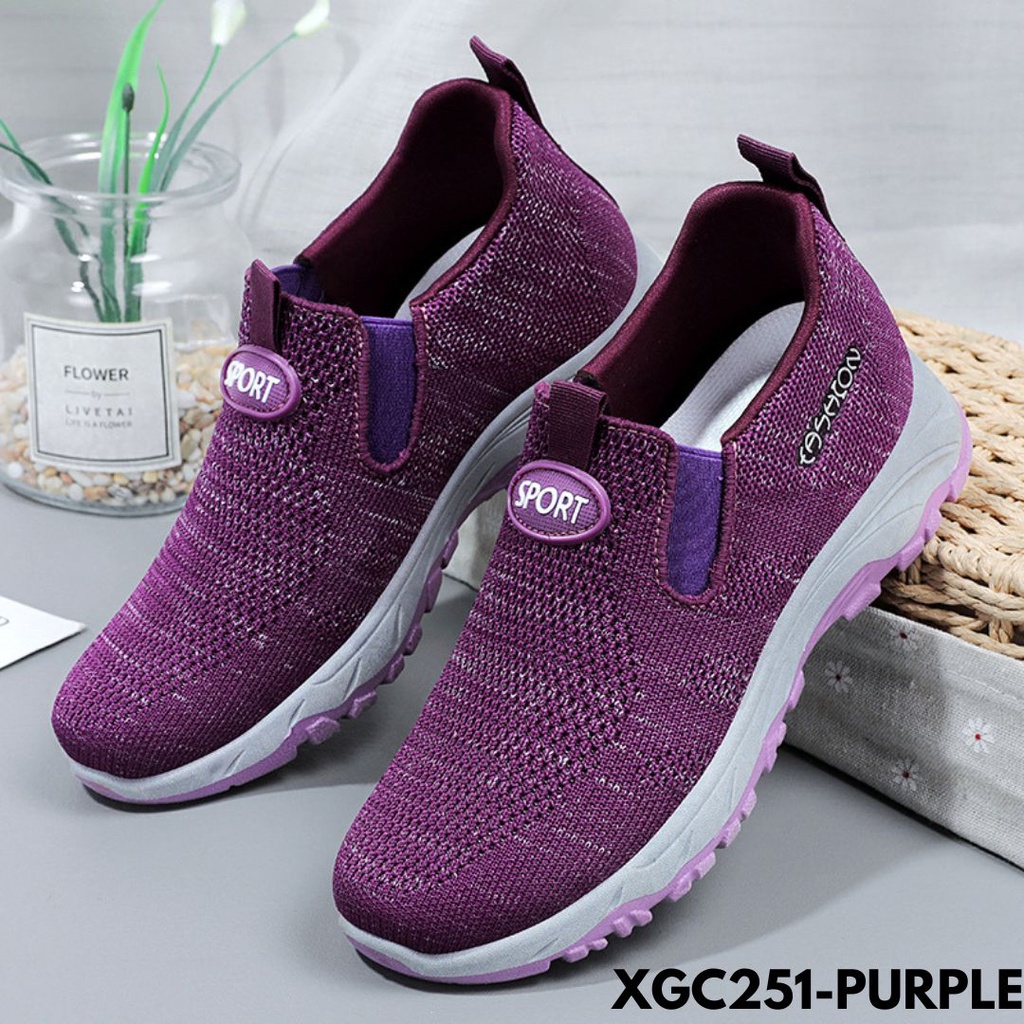 SEPATU SNEAKERS WANITA BERTALI POLOS PRAKTIS MUDAH CAKEP BAHAN MESH IMPORT GC251