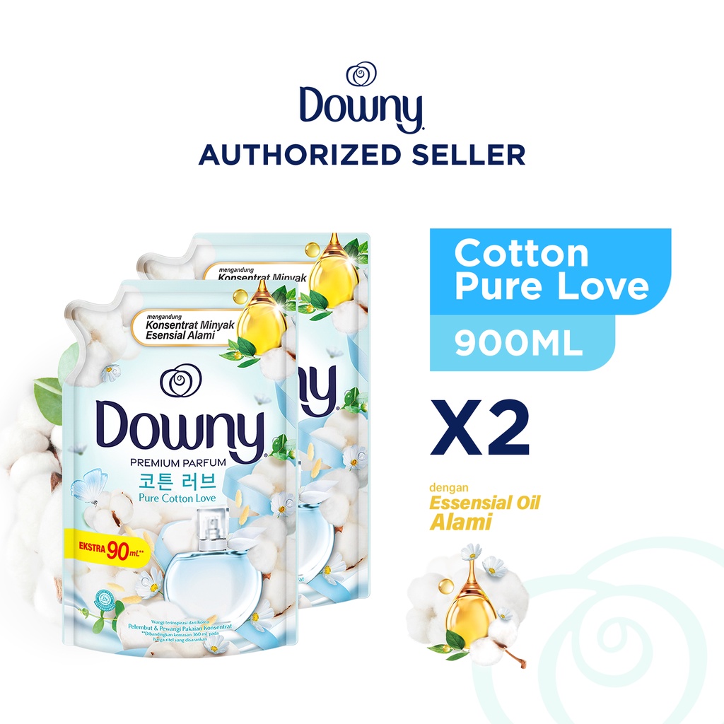 Downy Pelembut dan Pewangi Pakaian Konsentrat Cotton 900ml / Laundry Softener - Paket 2