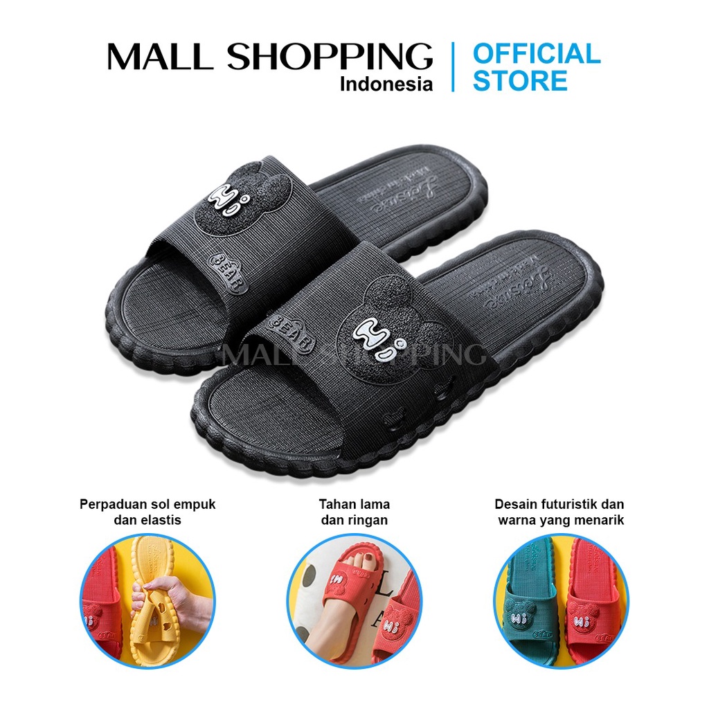 Sandal Slop Jelly Karet Couple Pria / Wanita Motif BEAR MALLSHOPPING