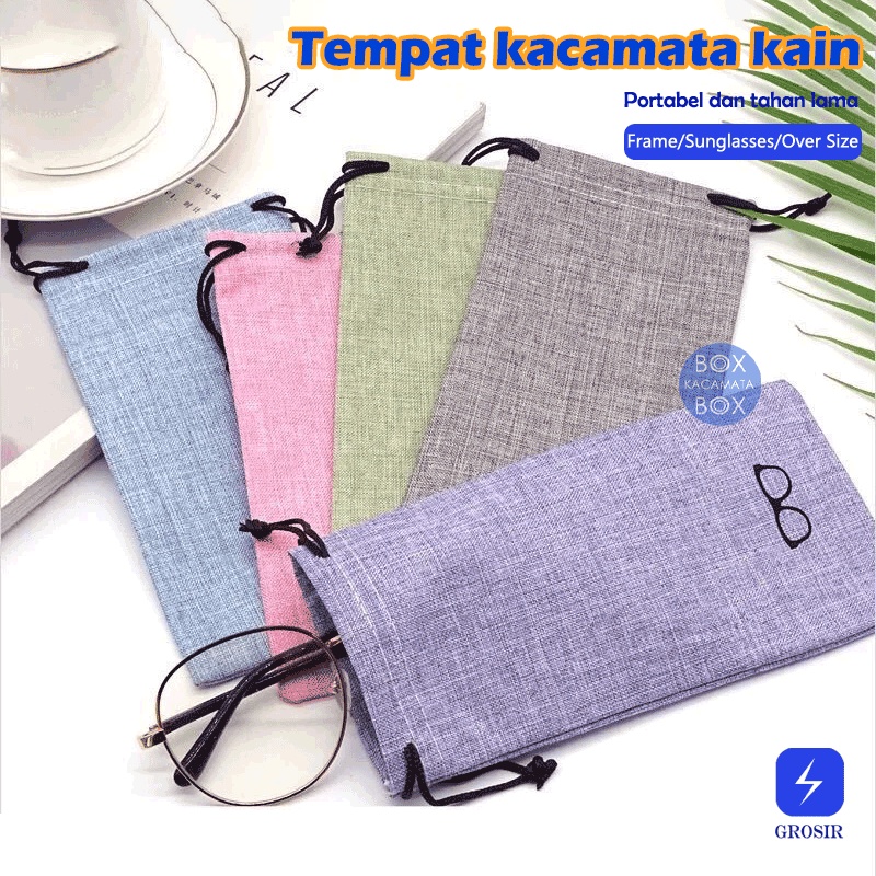 Mushto Kantong Kacamata Kain Lembut serbaguna Full Colours Keren A