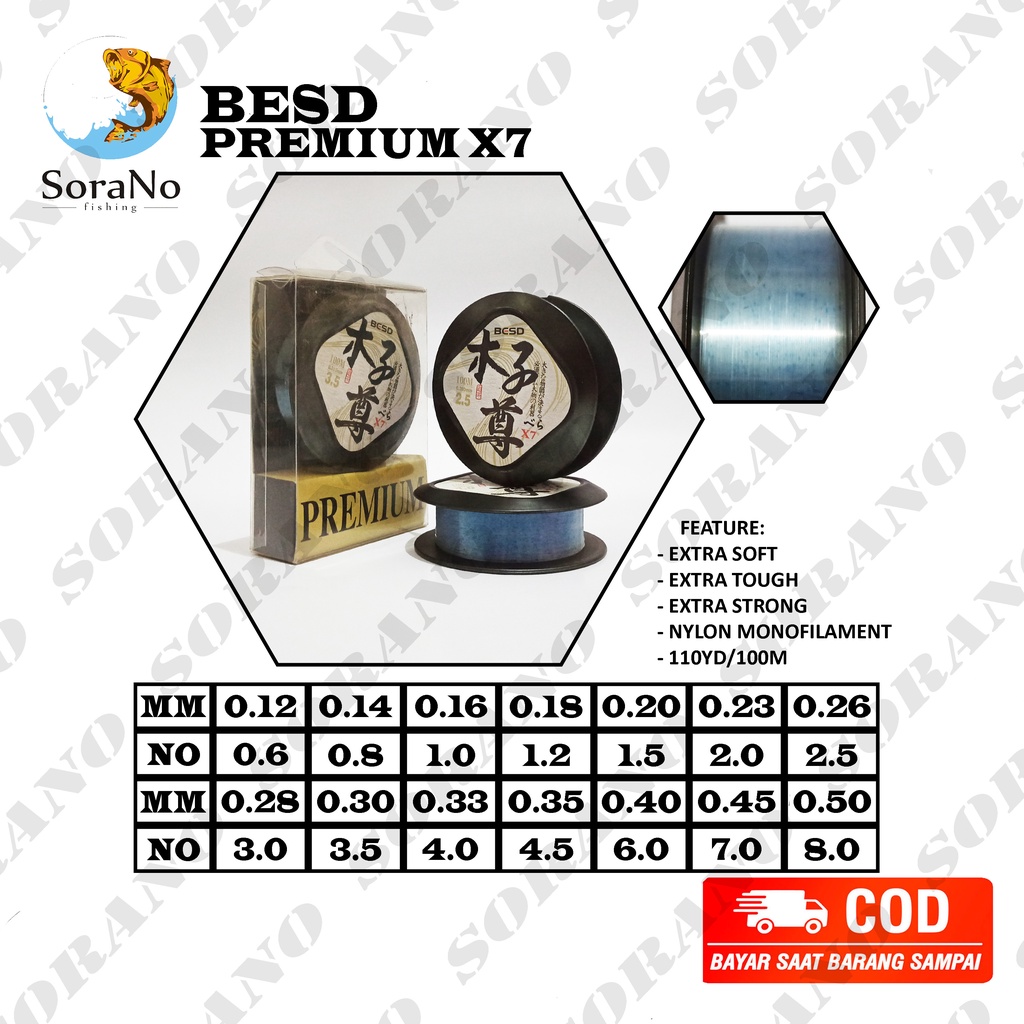 SENAR PANCING NILON BESD PREMIUM 100M STANDAR IGFA ALL SIZE 0,06  0,08  0,10  0,12  0,14  0,16  0,18