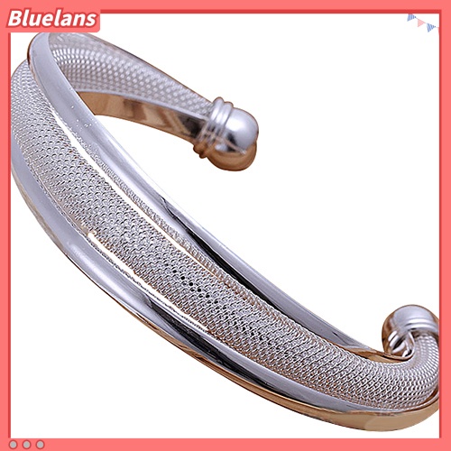 Bluelans Classical Silver Plated Bevel Edge Opening Bangle Bracelet Gift Fashion Jewelry