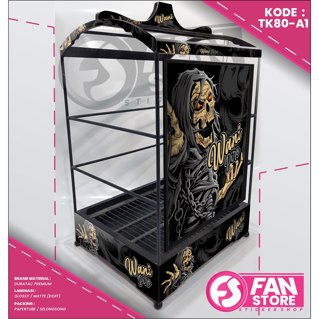 STICKER SANGKAR KOTAK - Decal SANGKAR KOTAK Sangkar No 1,2,3 Kicau Mania