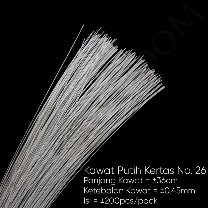 Bunga Kawat Putih Kertas No.26 - Tangkai Bunga - Batang Bunga Wire