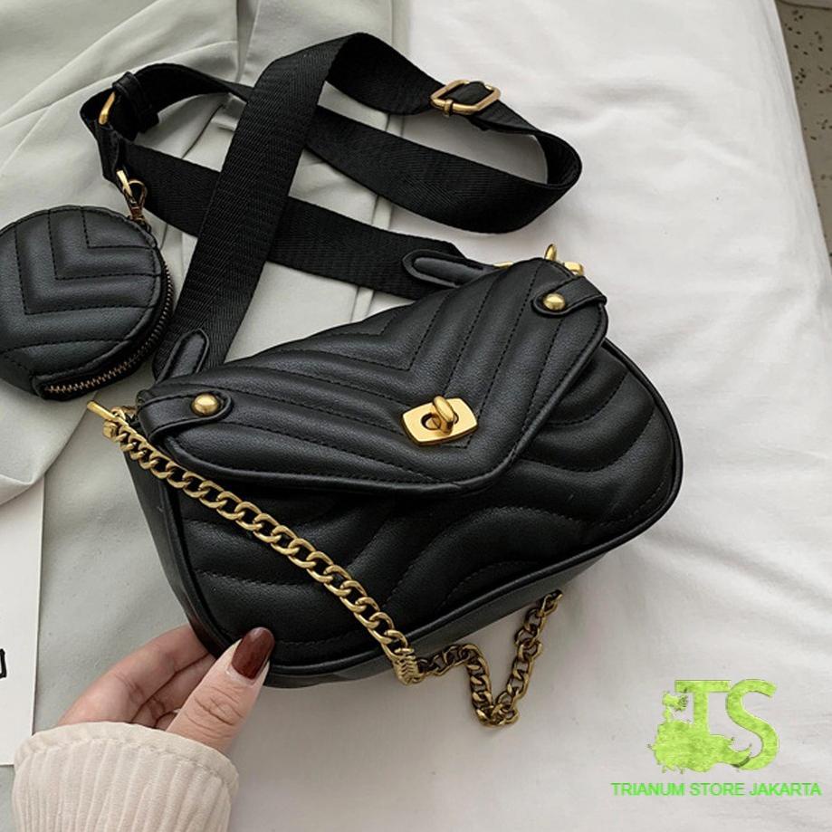 Diskon ABJDB BISA COD TS3066 tas SLINGBAG Kekinian wanita import (1kg Muat 2 tas) BQ3066 LT1857 JT46