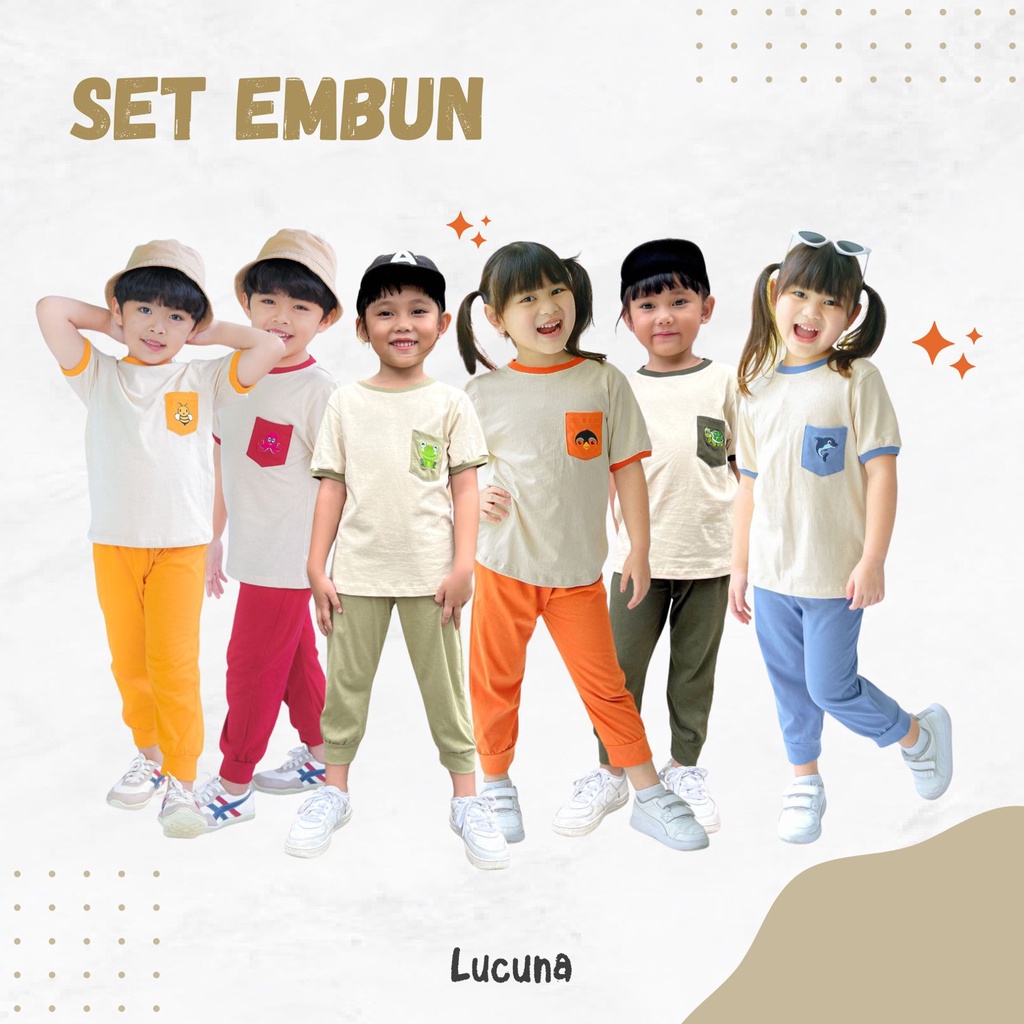 PROMO 7.7 Smilee Embun Set 1-5 Tahun Lucuna Setelan Embun Anak Unisex Playset Celana Jogger