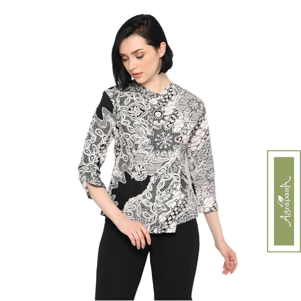 Agrapana Blouse Baju Batik Wanita Modern Priya Lengan Panjang Gamis Pekalongan Tunik Kerja Kondangan
