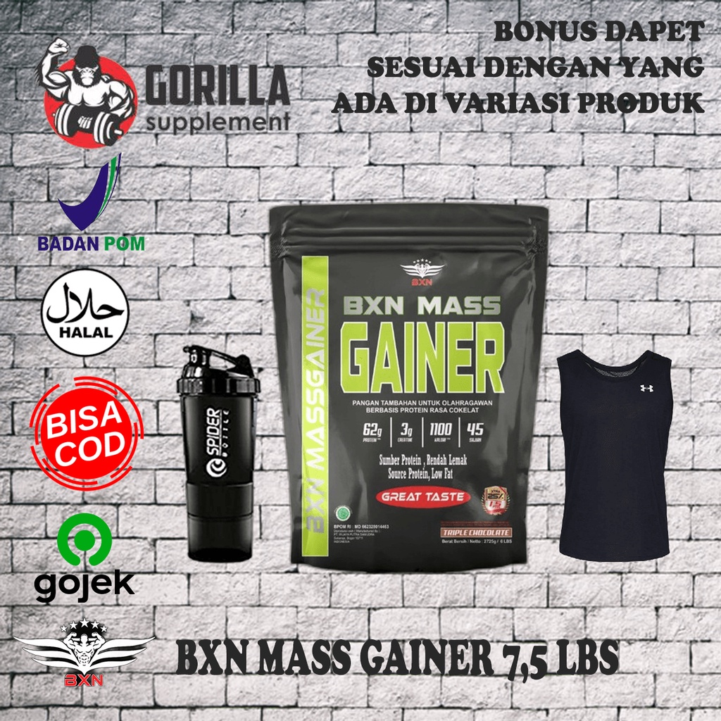 BXN Mass Gainer 7.5Lbs 7.5lb Body Xtreme Nutrition BPOM HALAL MUI Susu Penggemuk Badan Weigh Gainer Suplemen Supplement Fitness Bulking