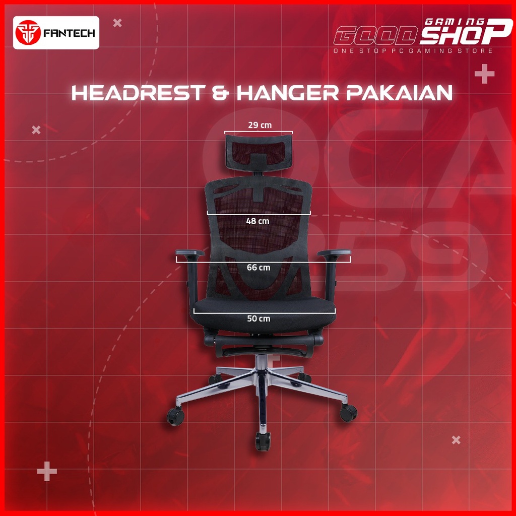Fantech OCA259 Kursi Kantor Kerja Jaring Premium Office Chair