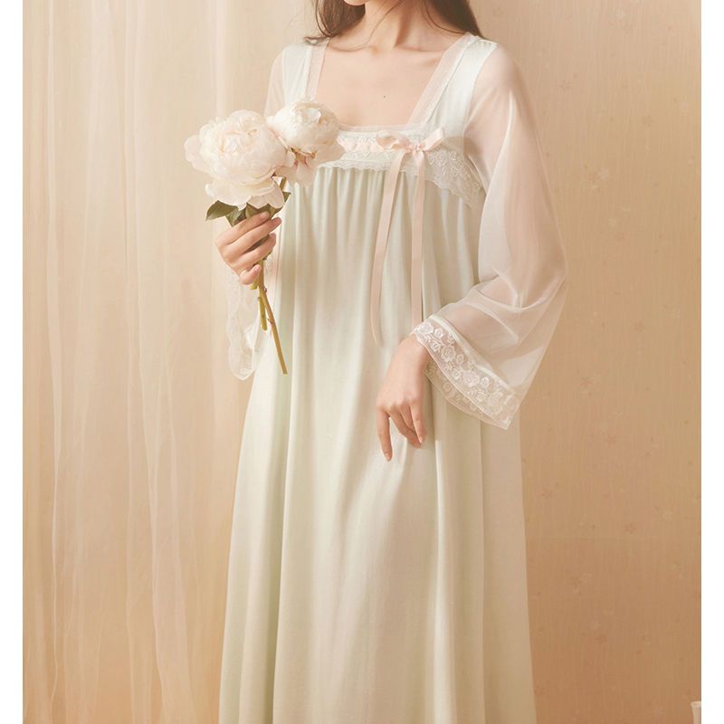 baju korea  Hanfu baju tidur wanita musim semi dan musim gugur bagian tipis sifon lengan panjang sif