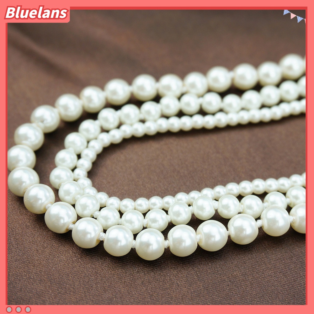 Kalung Panjang Multilayer Aksen Mutiara Tiruan Untuk Wanita