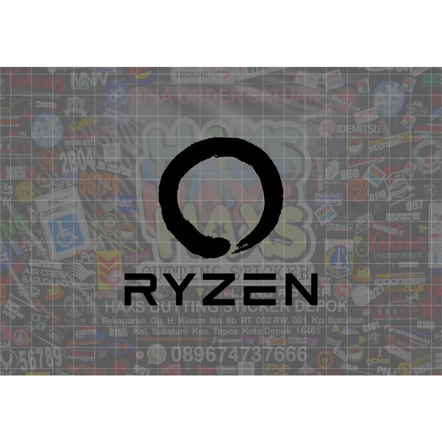 Cutting Sticker Logo Ryzen Ukuran 8 Cm Untuk Motor Mobil