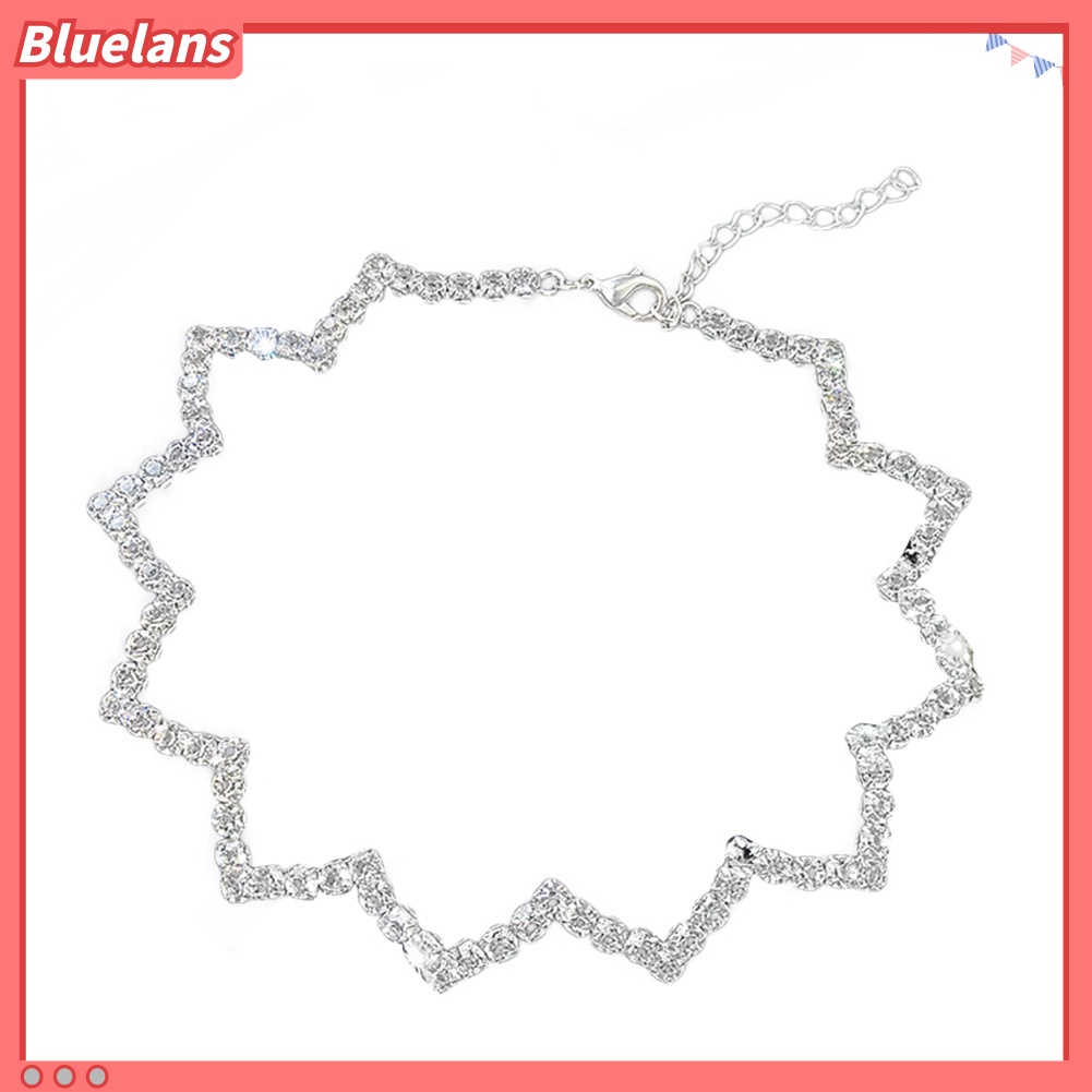 Bluelans Sexy Gothic Wave Choker Necklace Women Cup Chain Shiny Rhinestone Club Jewelry