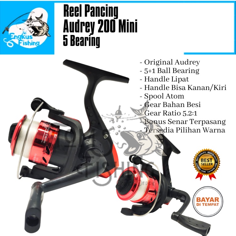 PROMO Reel Pancing Murah Audrey 200 (5 Bearing) bonus senar  - Engkus Fishing