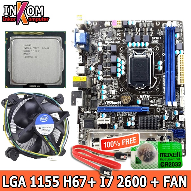 Mainboard Motherboard Mobo H67 Asrock LGA 1155 Plus Processor i7 2600