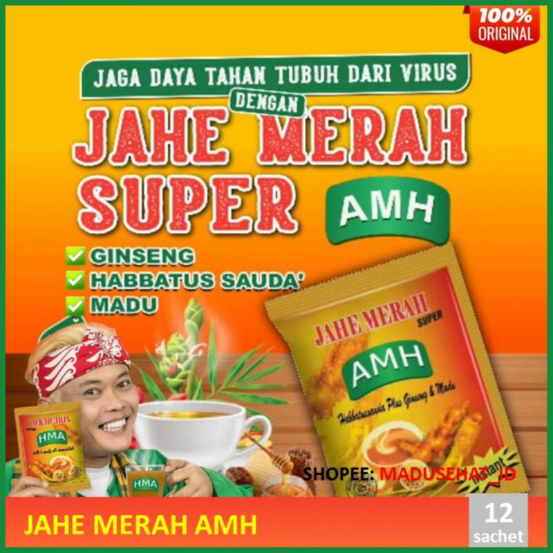 

Jahe Merah Amh Super Isi 12 Saset - Jahe Merah Super Madu Habbatussauda - Jahe Merah Herbal