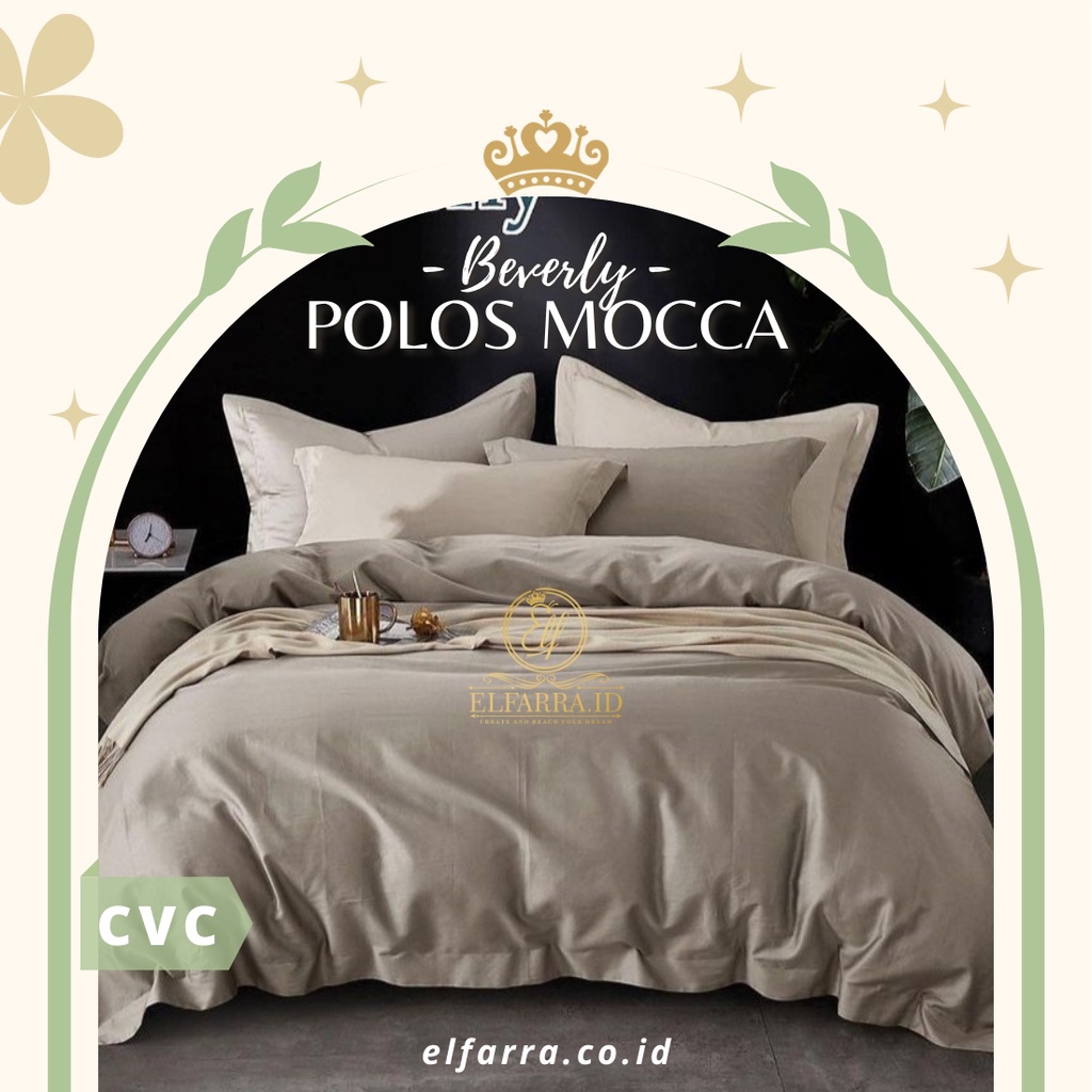 Sprei Anti Geser & Bedcover Katun CVC Grade A / Wedding Gift | Motif Polos - Beverly Polos Mocca 022