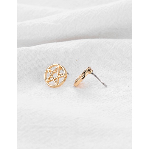 LRC Anting Tusuk Fashion Gold Geometric Pentagram Stud W7411