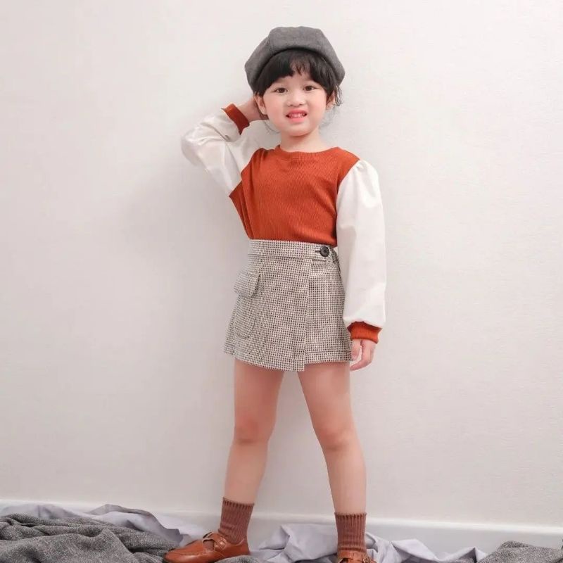 Atasan Anak Blouse Candy Alesha Longsleeve 2-5 tahun / Atasan Blouse Ballon Lengan Panjang Rib Knit Anak Perempuan 2-5 Tahun