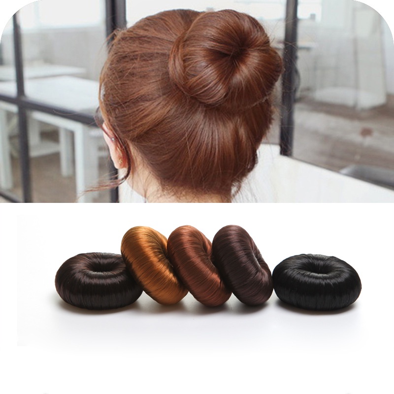 Wig Rambut Palsu Model Bun Donat Untuk Aksesoris Pengantin