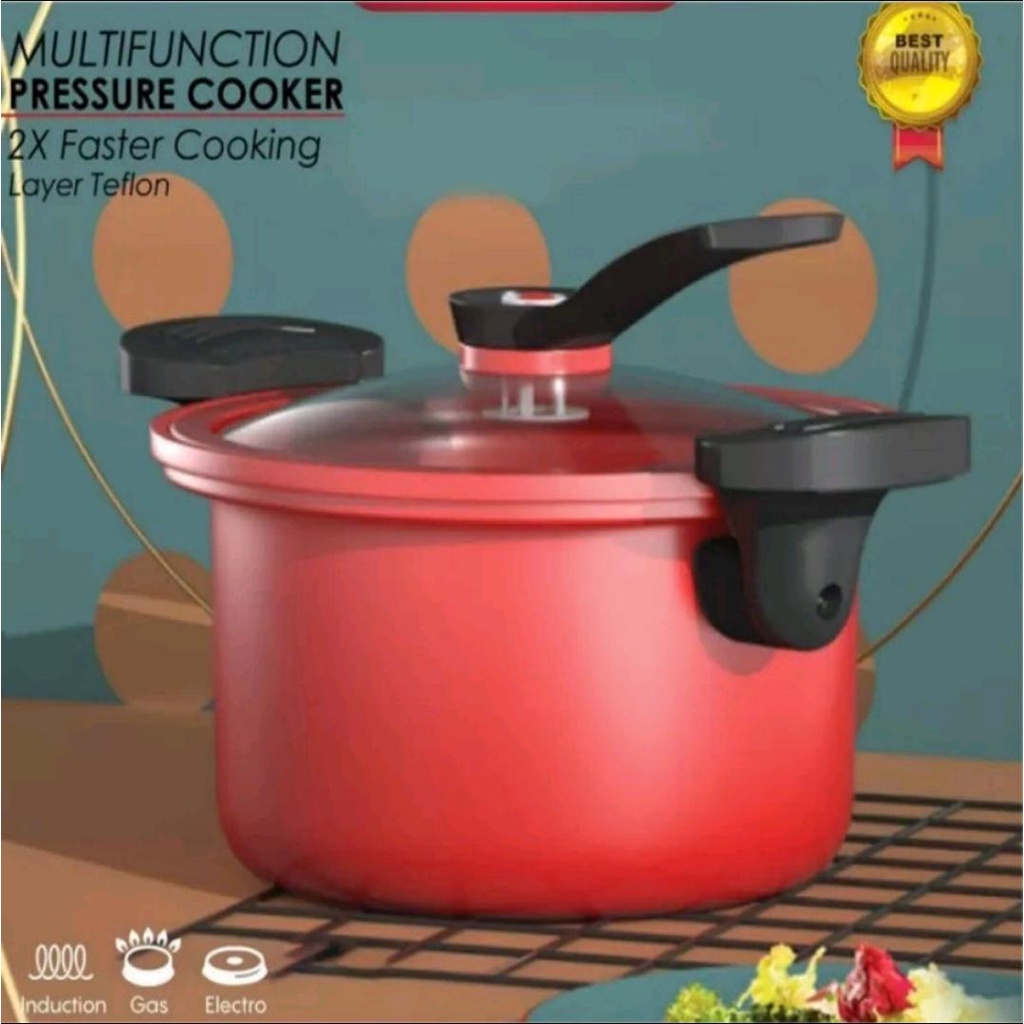 Panci Anti Lengket Presto Teflon Totipotent Micro Pressure Cooker Pot 3.5L