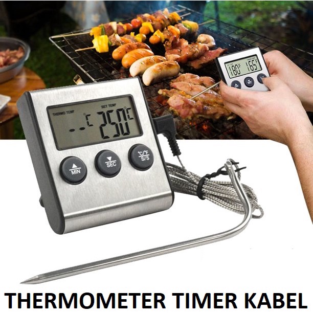 Termometer v2 Masak Kopi Oven Air Minyak Daging digital Kabel Timer Alarm Dapur FOOD Thermometer