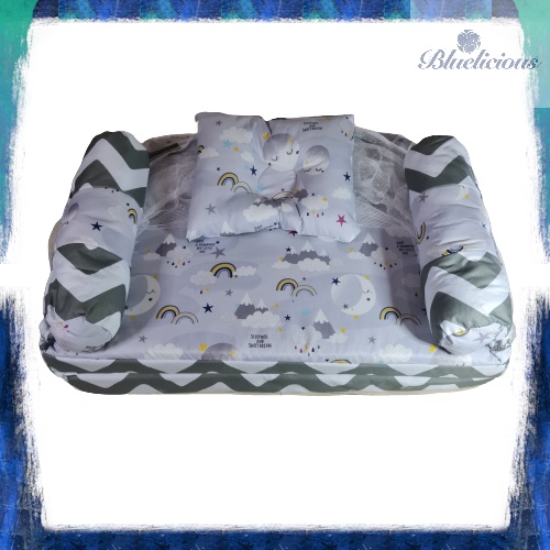 Kasur Lipat Kelambu Bayi - Set Bedding lipat  - Matras Baby Motif Mix