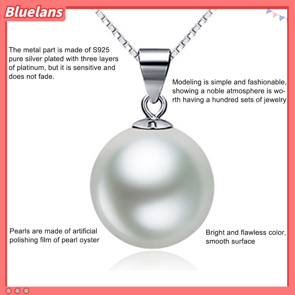 Bluelans Fashion Women Round Faux Pearl Pendant Necklace Party Long Chain Jewelry Gift