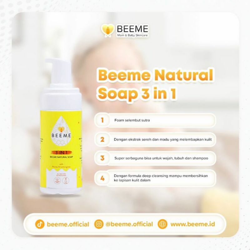 (FREE GIFT) Beeme Natural Soap 3 in 1 Sabun Wajah Sabun Mandi Shampoo