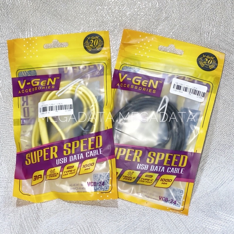 Kabel Data V-GeN VCB-23 / VCB-24 TYPE-C Fast Charging 3A 1 Meter Tipe C Soft Touch