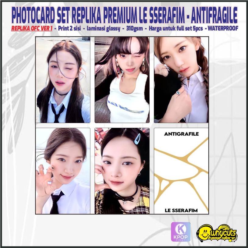 Photocard Set Premium Unofficial Le Sserafim Antifragile Edisi Grup / print 2 sisi full laminasi glossy / anti air