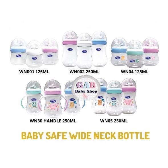 Baby Safe Wide Neck Bottle 125ml 250ml Botol Susu Anak Bayi WN001 WN002 WN30 Babysafe