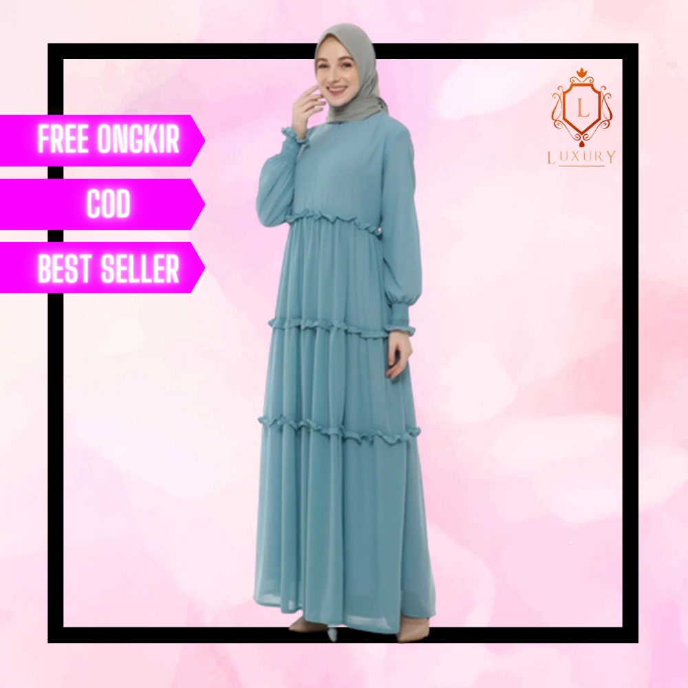 Baju Atasan Gamis Dress Wanita Muslim Lengan Panjang Dres Hijab Dewasa 2022 Model Terbaru Murah Vira