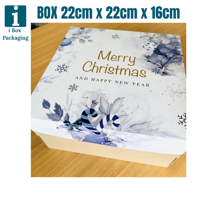 

[ 5pcs ] Dus Hampers Natal Box Lapis Legit Cake Pudding Bon Appetit Packaging Parcel Kado Xmas Dus 22x22x16cm