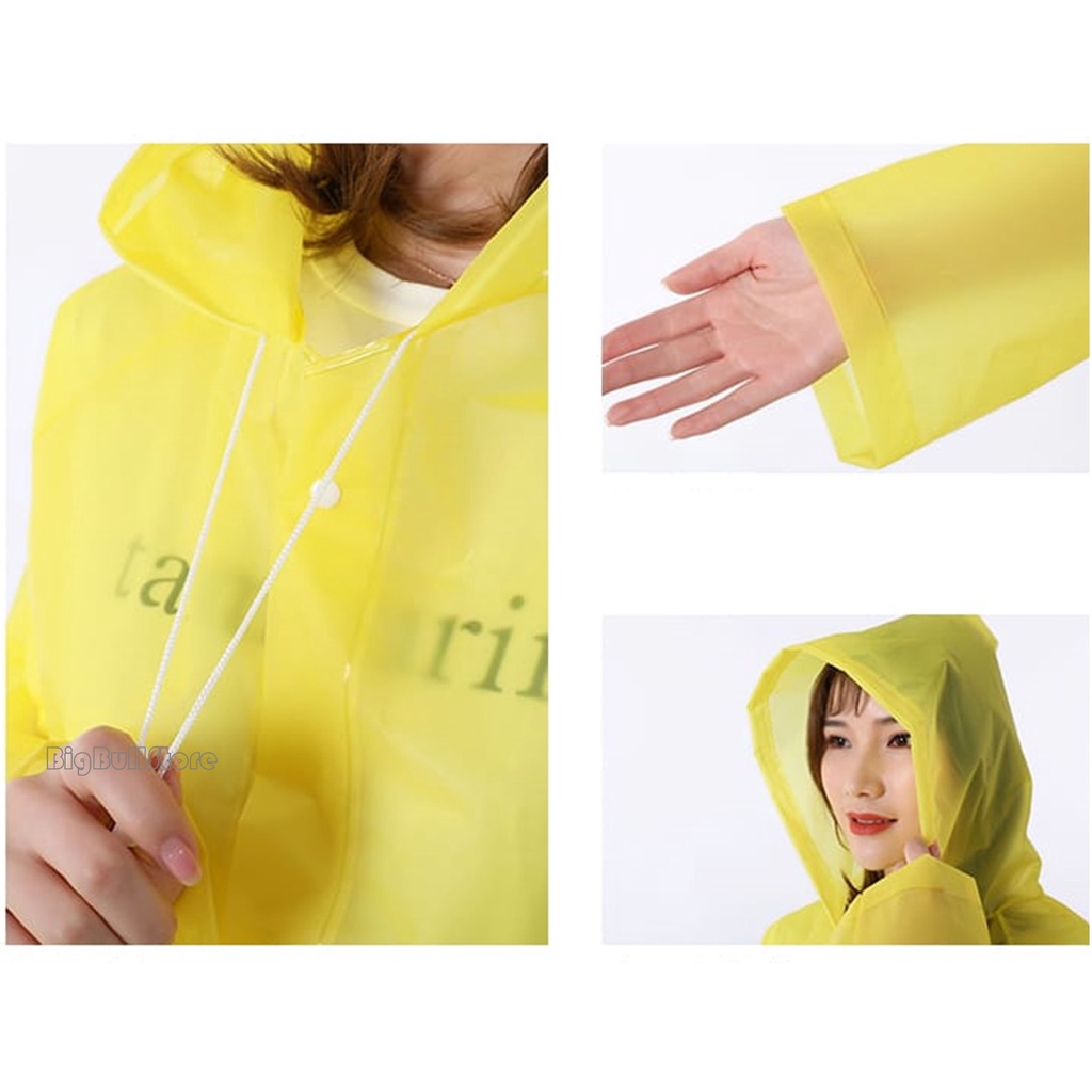 Jas Hujan Raincoat Dewasa Model Terusan Bahan EVA /Mantel Hujan Terusan Lengan Panjang Semi Transparan Polos Lengan Karet Bahan EVA