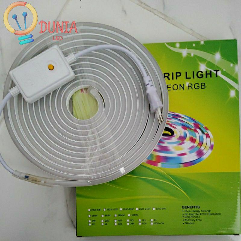Neon Flexible 220V RGB LENGKAP ADAPTOR CONTROLLER PANJANG 5 METER