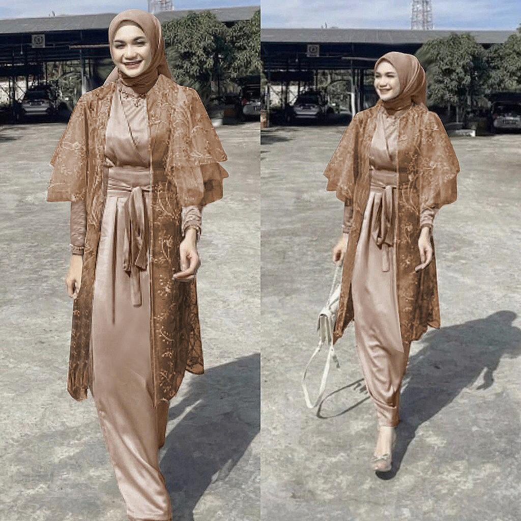 Gamis Outer Wanita/Gamis Busui/Dress Brukat/Gamis Outer Lepas/ Gamis Remaja Seragam/ Gamis Brukat/ Dress Kondangan blezer/ Outer Kondangan/Gamis outer Set Brukat