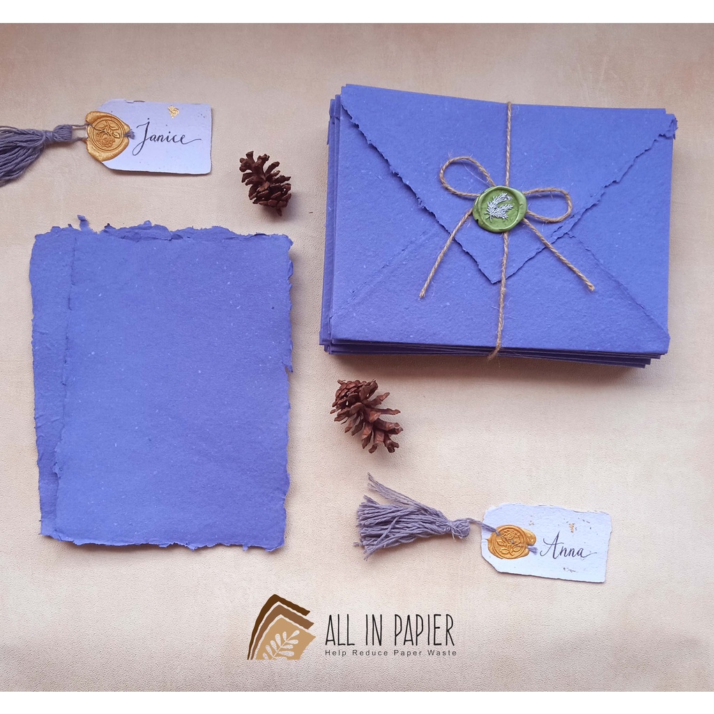 

Amplop Handmade C5 Rose Blue – Vintage & Unik, Kertas Daur Ulang