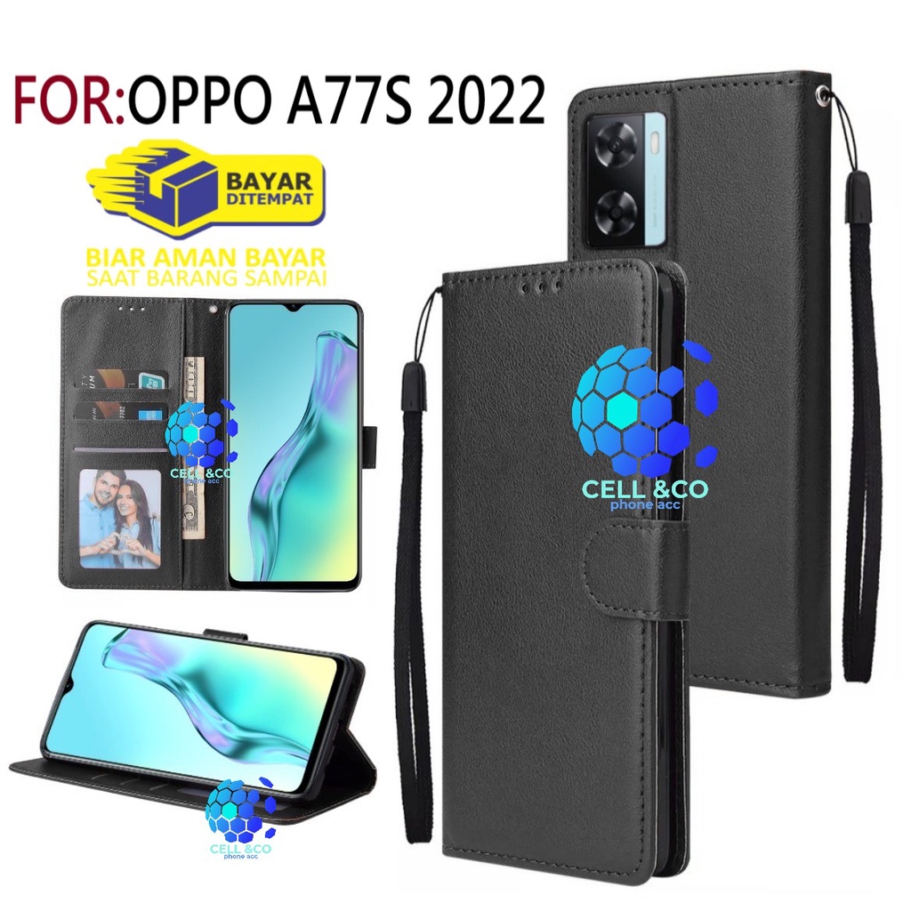 Flip cover NEW OPPO A77S 2022 Flip case buka tutup kesing hp casing hp flip case leather wallet