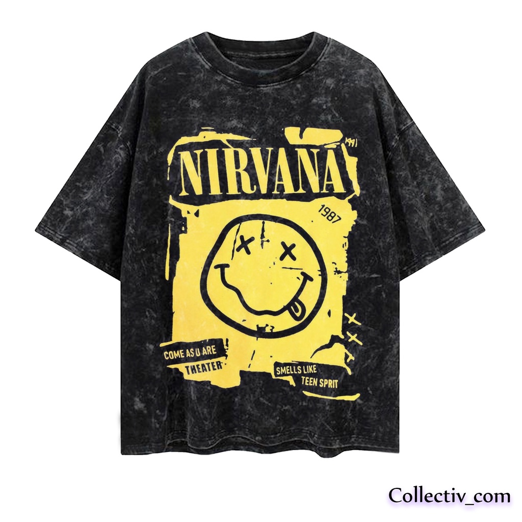 Nirvana Band 1987 Vintage Oversized T-Shirt | Oversize Shirt | Washed T-Shirt |Band Nirvana Smile
