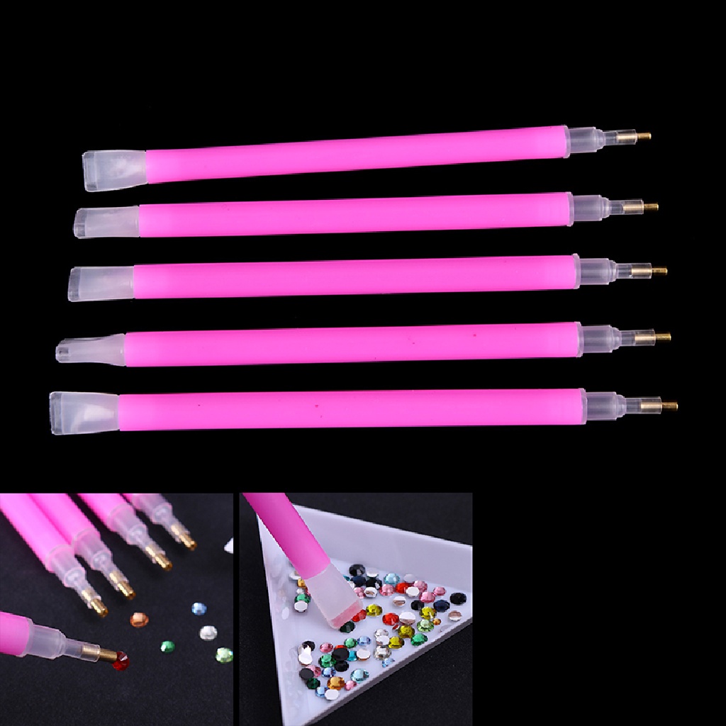 (lightoverflow2) 5pcs / set Pen Pengambil Berlian Imitasi Dua Sisi Untuk Nail Art / Manicure