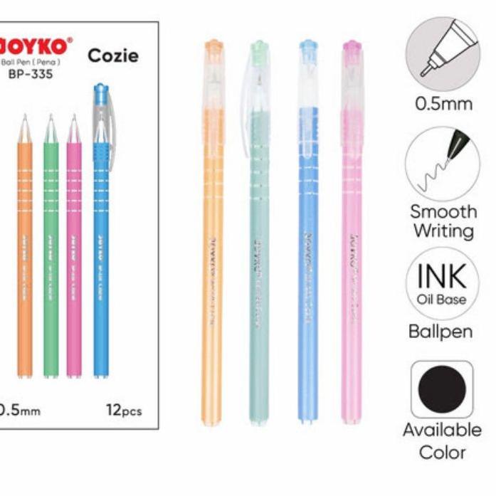 

Flash Sale Ball Pen Pulpen Pena Joyko BP-335 Cozie 0.5 mm tertera 4 lusin ,.