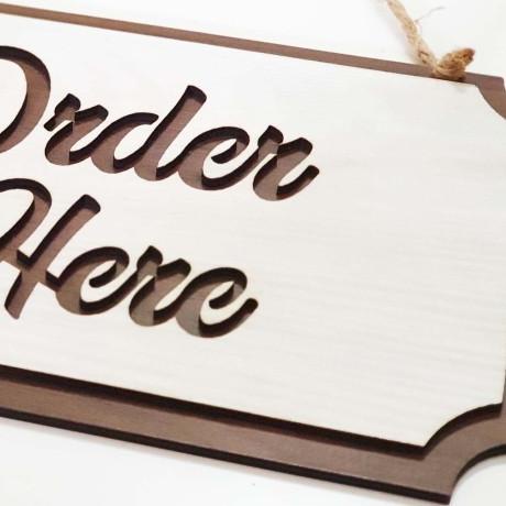 Gantungan Sign Cafe / Resto - Order Here Kotak