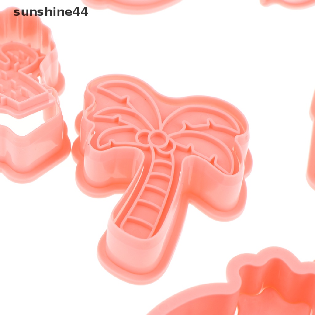 Sunshine 8Pcs Cetakan Adonan Kue Cookie Desain Hawaiian 3D Model Emboss DIY