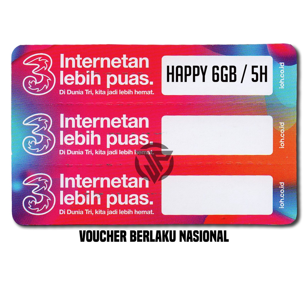 [Termurah]Voucher Tri VBM3X / 6GB 5Hari (Nasional)