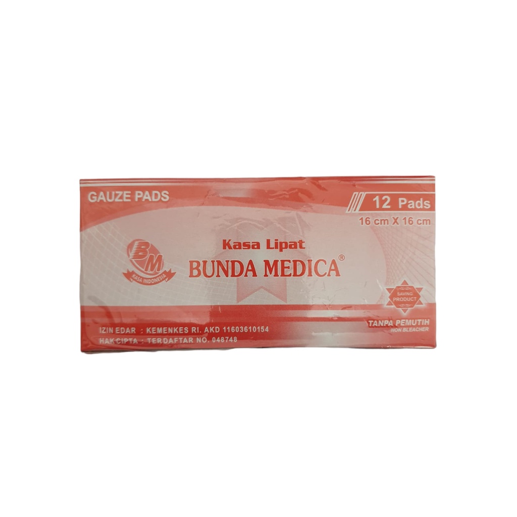 KASA BUNDA MEDICA 16CM X 16CM MERAH PERKOTAK