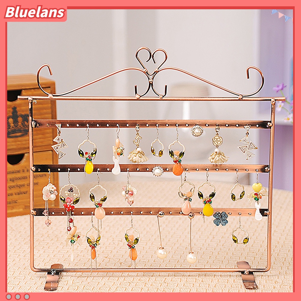 Rak Stand Holder Display Perhiasan Anting Kalung 72 Lubang Bahan Logam