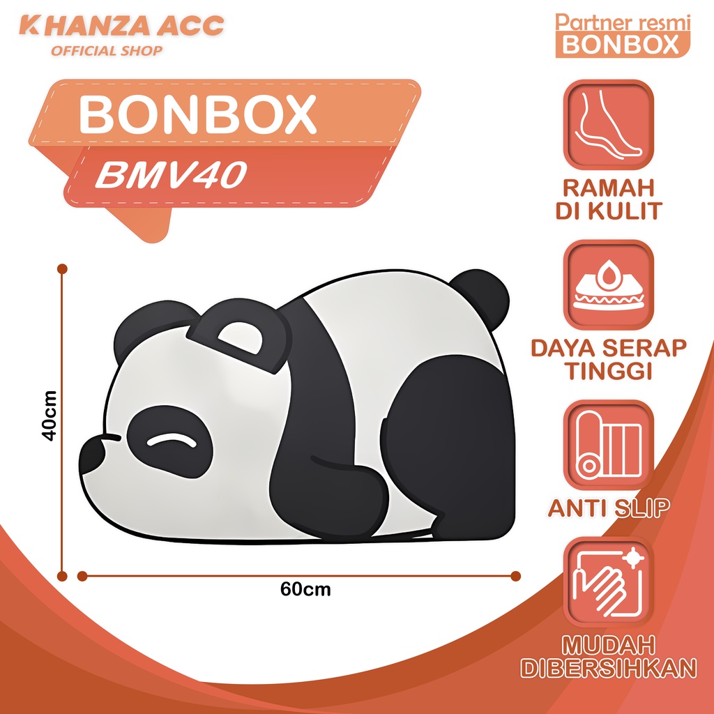 KHANZAACC BONBOX BMV40 Keset Kamar Mandi Desain Panda Beruang Anti Slip Daya Serap Tinggi 4 Lapisan